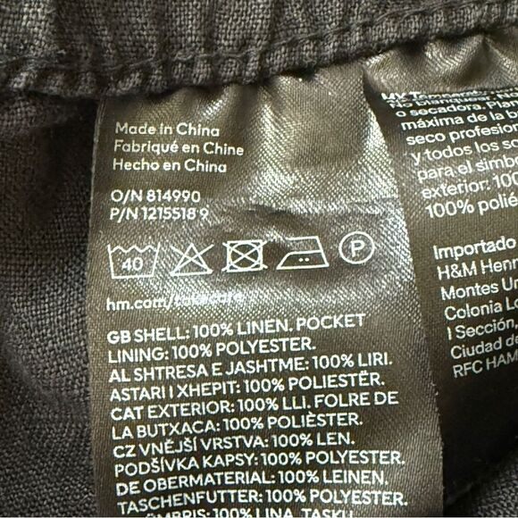 H&M Pull On Linen Pants Black Large Minimalist Classic Comfy - Picture 11 of 12